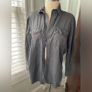 Madewell Womens Cargo Shirt Top Gray Dark Button Front Work Blouse XS